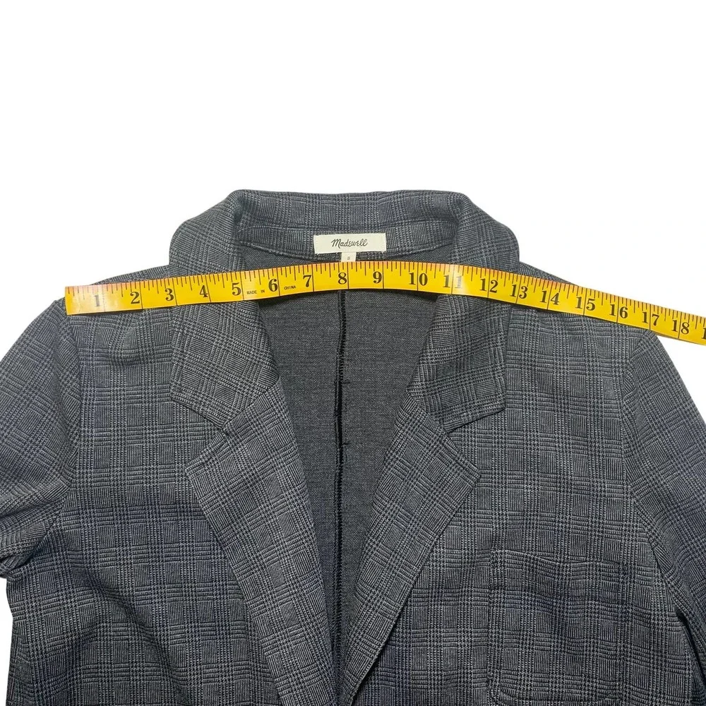 Madewell | Women | Gray Glen Plaid Oversized Open Front Knit Blazer | Size Small - Picture 4 of 11